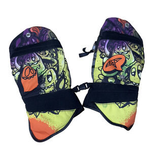 Celtek Bitten By Mitten Gloves Mens Small Colorful Graphic Snowboard Ski Leather